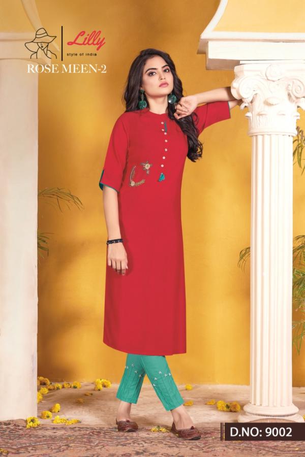 Lilly Rosemeen 2 Rayon Fancy Kurti With Bottom